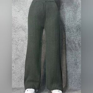 FREE PEOPLE,  Green Wide Ribbed Leg Pants